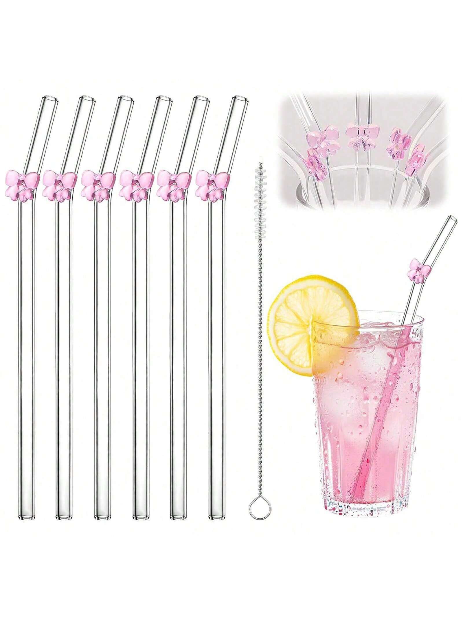 7PCS Reusable Bow Glass Straws - Espresso Shot Glass 评论和价格