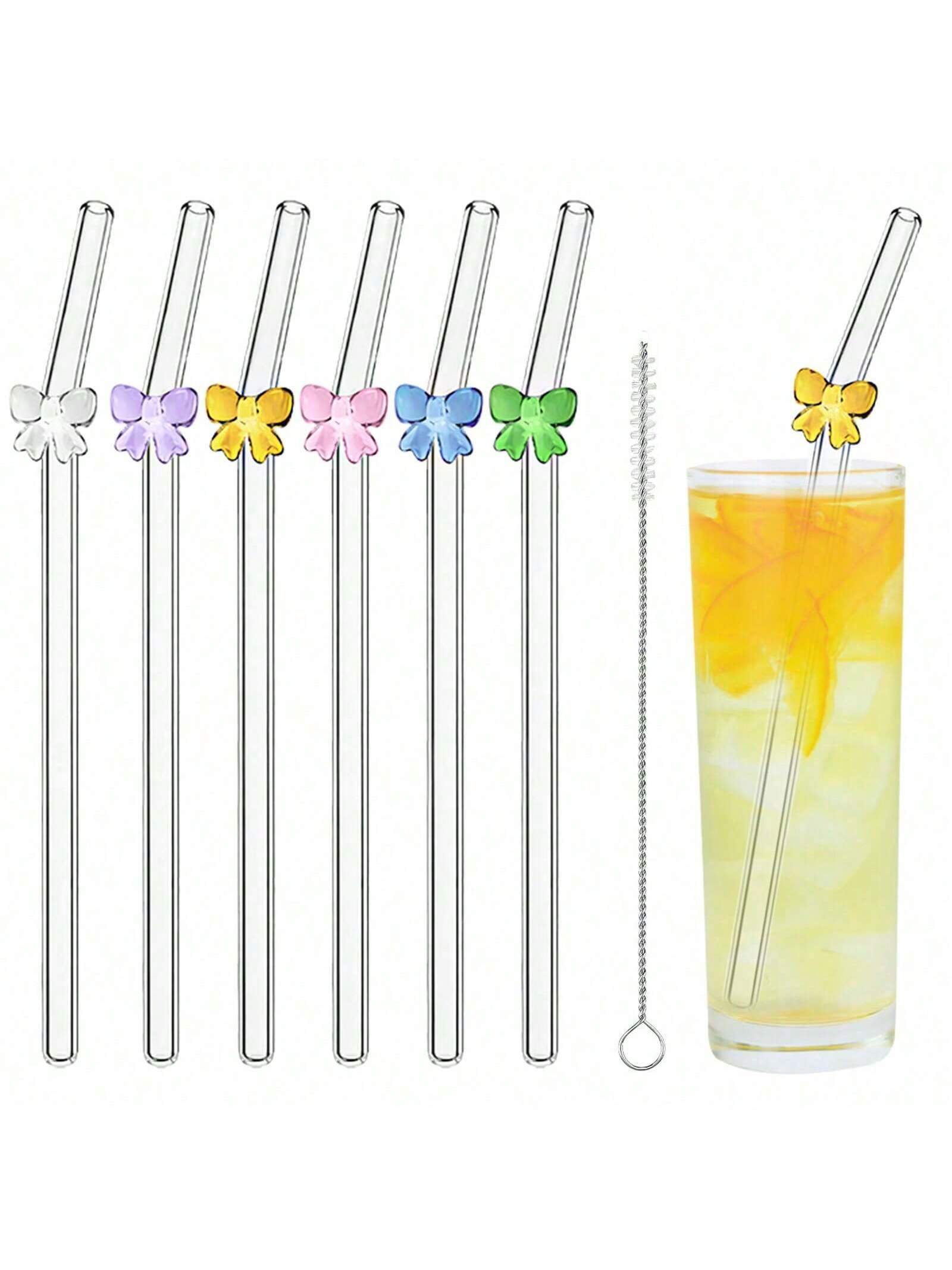 7PCS Reusable Bow Glass Straws - Espresso Shot Glass 评论和价格